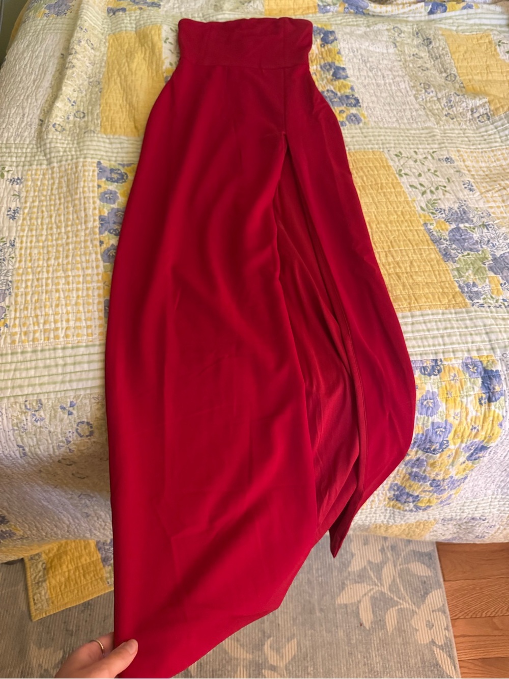 Meshki Strapless Red Maxi Dress with High Slit - Picture 3 of 4